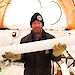 Aurora Basin Science Leader, Dr Mark Curran, holds part of the 2000 year ice core