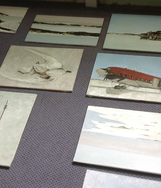A small selection of John’s work. He produced 55 paintings and wrote five essays for the Guardian newspaper during his nine week visit to Antarctica.