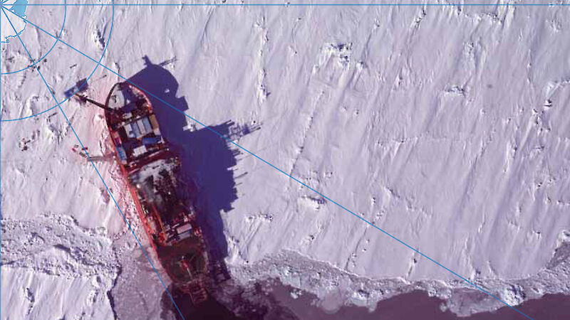 Cover image of the Position Analysis document showing the Aurora Australis in thick sea ice from the air
