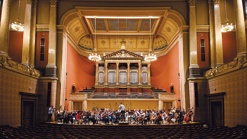 The Czech National Symphony Orchestra in the Rudolfinum Concert Hall in Prague.