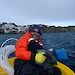 Professor Rick Cavicchioli takes samples from Deep Lake in the Vestfold Hills.