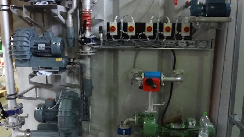 Components of the secondary treatment plant being built and tested in Germany.