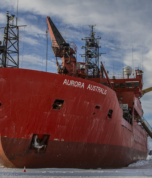 The icebreaking ship Aurora Australis, in Antarctica.