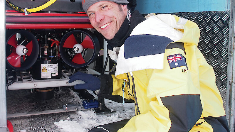 Voyage Chief Scientist, Dr Klaus Meiners, with the ROV.