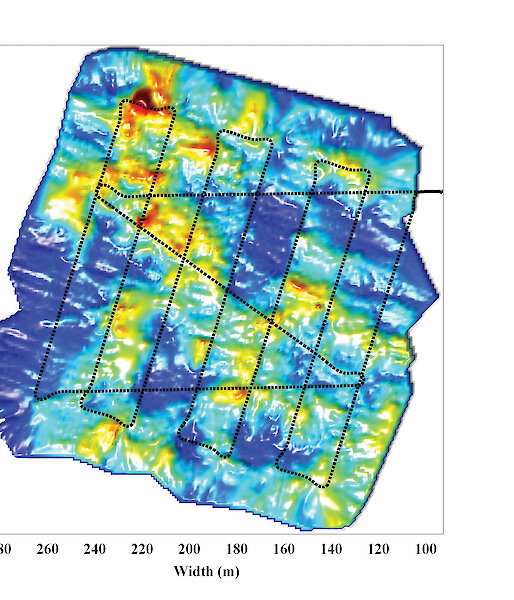 A preliminary 3-D map produced from multibeam sonar data collected by the AUV under an ice floe
