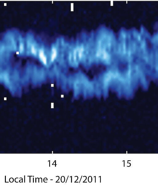 Radar image of high altitude sub-visual charged ice clouds