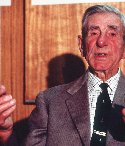 Eric Webb (1889–1984) speaking at the Australian Antarctic Division on 13 December 1977, aged 88