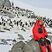 Jesse at an adelie penguin rookery at Caroline Mikkelsen’s landing site on Tryne Island.