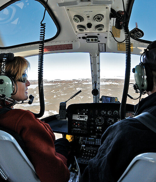 Jesse in a helicopter flying over Davis