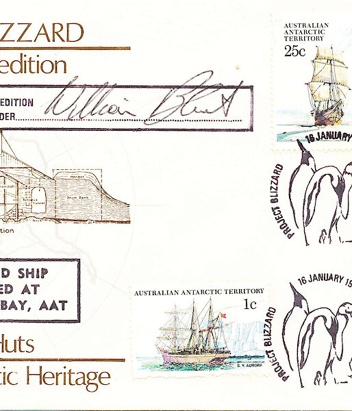 Envelope showing the Project Blizzard postmarkers for 1984–85.