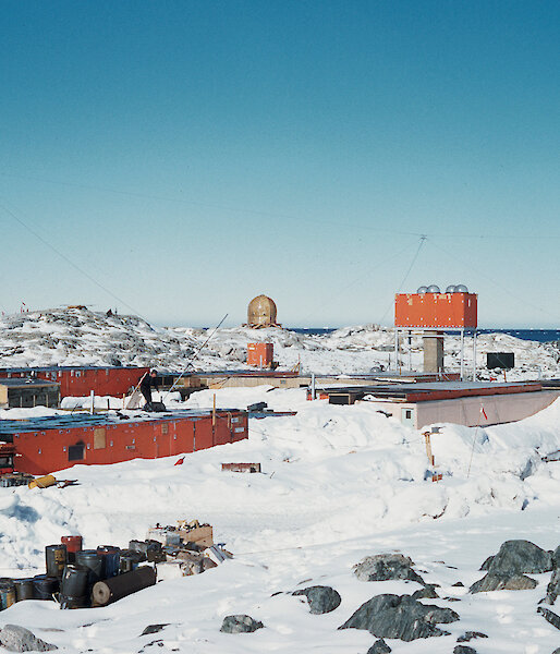 Wilkes station in 1961, gradually disappearing under ice
