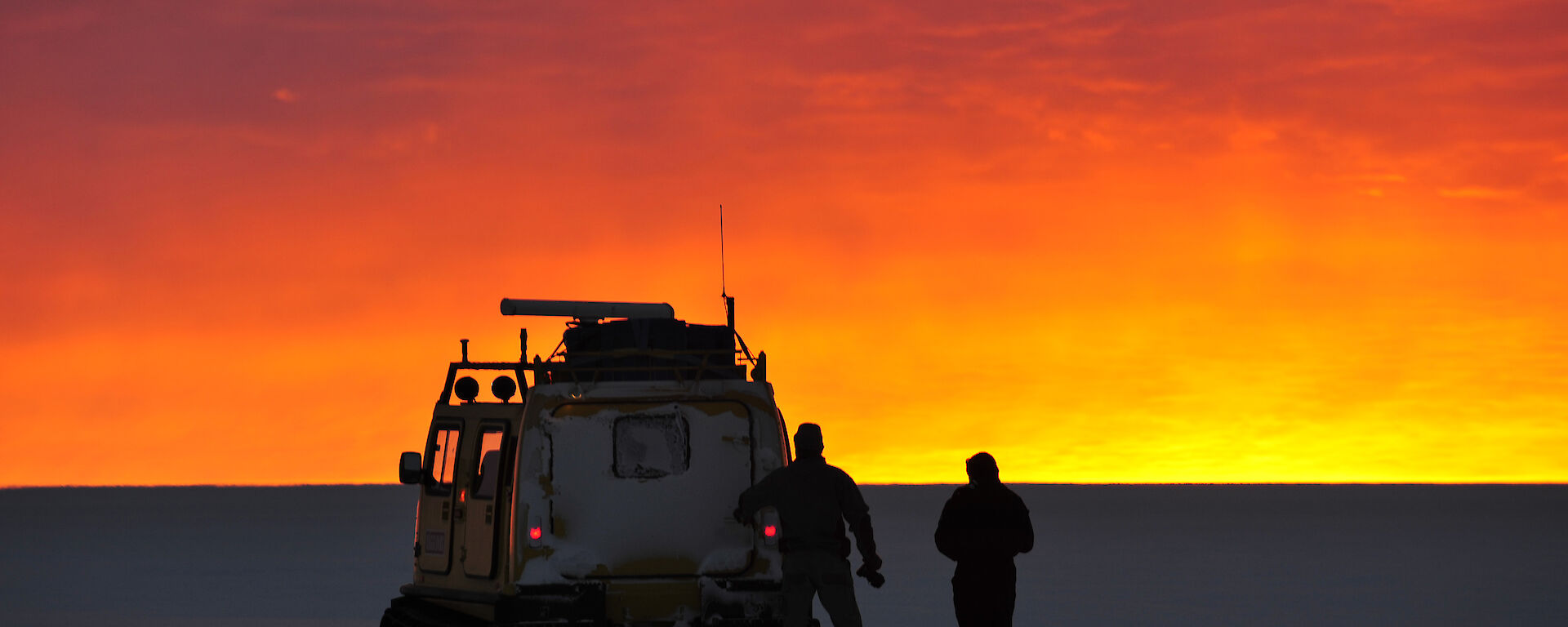 An orange and yellow sunset in Antarctica
