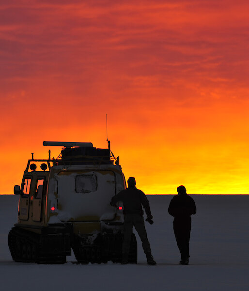An orange and yellow sunset in Antarctica