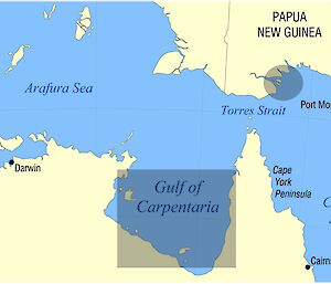 A map of Dr Isabel Beasley’s study sites in the Kikori River Delta and the Gulf of Carpentaria.