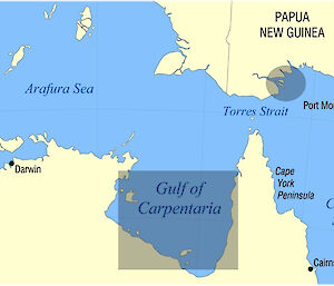 A map of Dr Isabel Beasley’s study sites in the Kikori River Delta and the Gulf of Carpentaria.