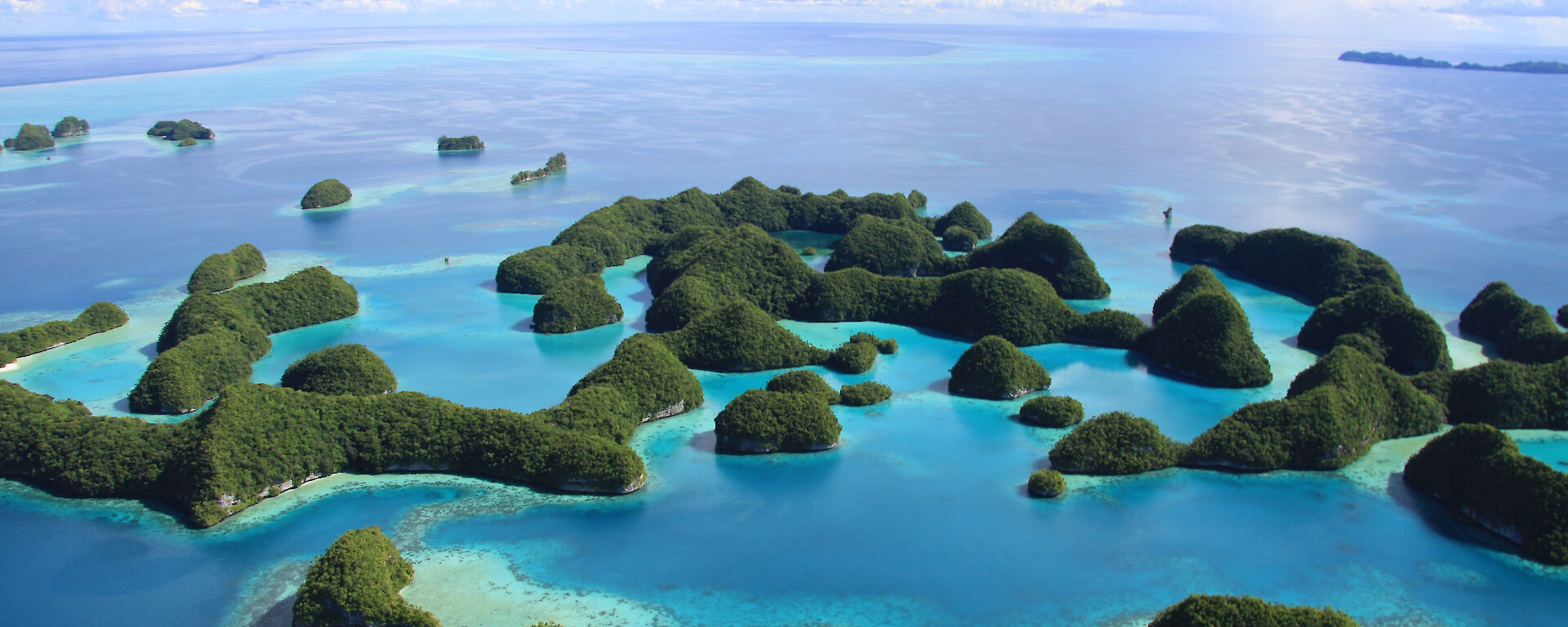 Helicopter view of Micronesian islands
