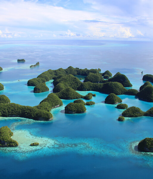 Helicopter view of Micronesian islands