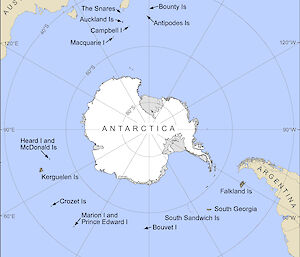 Map of the subantarctic islands