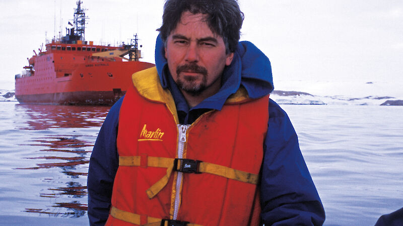 Steve during the Baseline Research on Krill, Oceanography and the Environment (BROKE) voyage in 1996