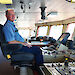 Captain Murray Doyle at the controls of the Aurora Australis.