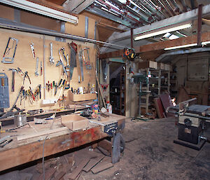 Biscoe Hut as a carpenters’ workshop in 1999.