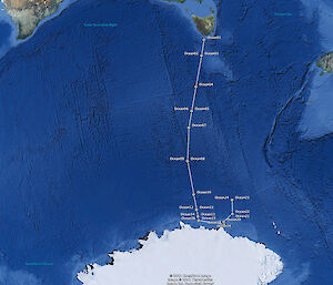 A Google Earth map showing the location of the microbial sample sites