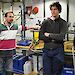 Tim Williams (left) and David Wilkins in the Aurora Australis laboratory preparing to filter water samples