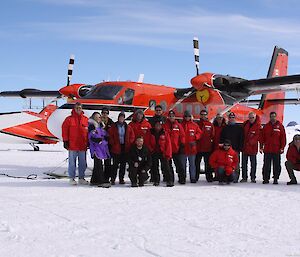 Part of the AGAP team in front of the Twin Otter.