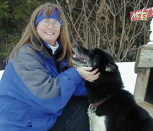 American school teacher Betty Trummel with Misty at the Voyager Outward Bound School in 2001.