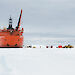 The Aurora Australis on the sea ice during the Davis resupply, 2011.