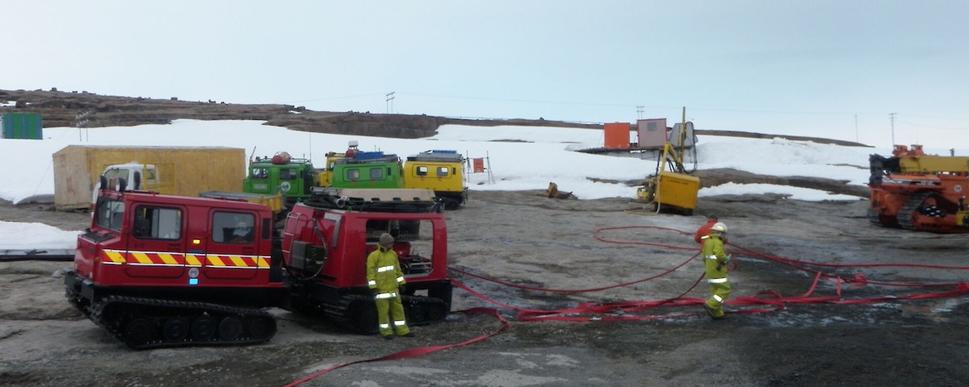Fire Hägglunds with hoses run out