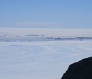 Looking out to sea — the ice-edge is just visible on the horizon