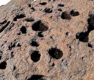 Pools of water in rock hollows on ridge on Mt. Elliot