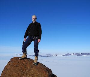 Dave Morrison on the pinnacle at the top of Mt. Elliot