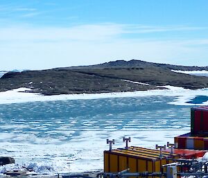 A small area of open water visible in Horseshoe Harbour after the last blizzard