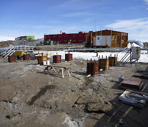 View of site with formwork in place for concrete footings
