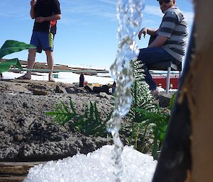 A tap with running water (courtesy of a small pump)