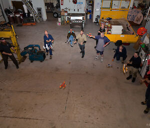 Competitors all stand in a circle and launch their aircraft at the same time