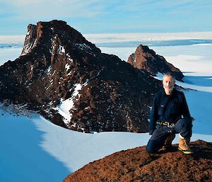 Dave at top of Fang Peak, with Mt. Parsons in the background