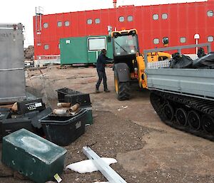 Bagged burnable rubbish loaded on a trailer for transport to the incinerator