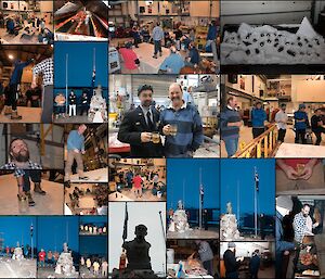 A collage of images from Mawson Station’s celebration of Anzac Day