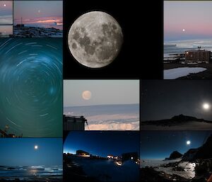 Images of the moon over Mawson taken at various times during the year
