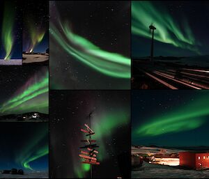 Images of auroras taken during the year at Mawson