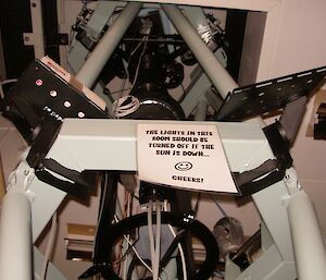 Looking from floor level up into the Mawson Fabry Perot Spectrometer