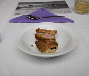 The fifth course plated up and on the table