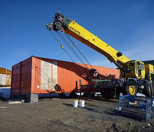 Crane Setup on Pigstying next to the new Arpansa Building which is made up of 4 20 foot containers