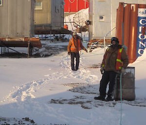 Blizz line leading up through the old station, with buildings on either side