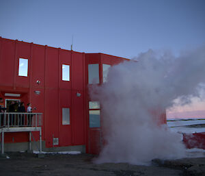 The last photo in the sequence showing the vapour cloud increasing in size and moving away from the expeditioners