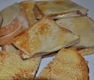 Toatsed ham and cheese sandwiches for a midnight snack
