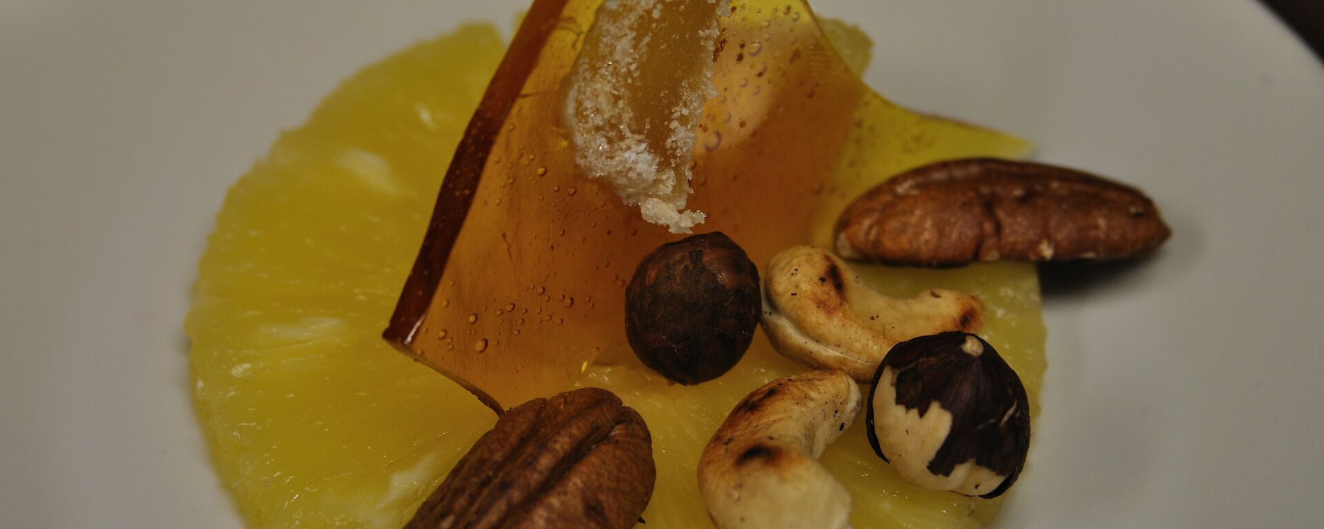 The Dessert: pineapple with roasted nuts and a ginger toffee